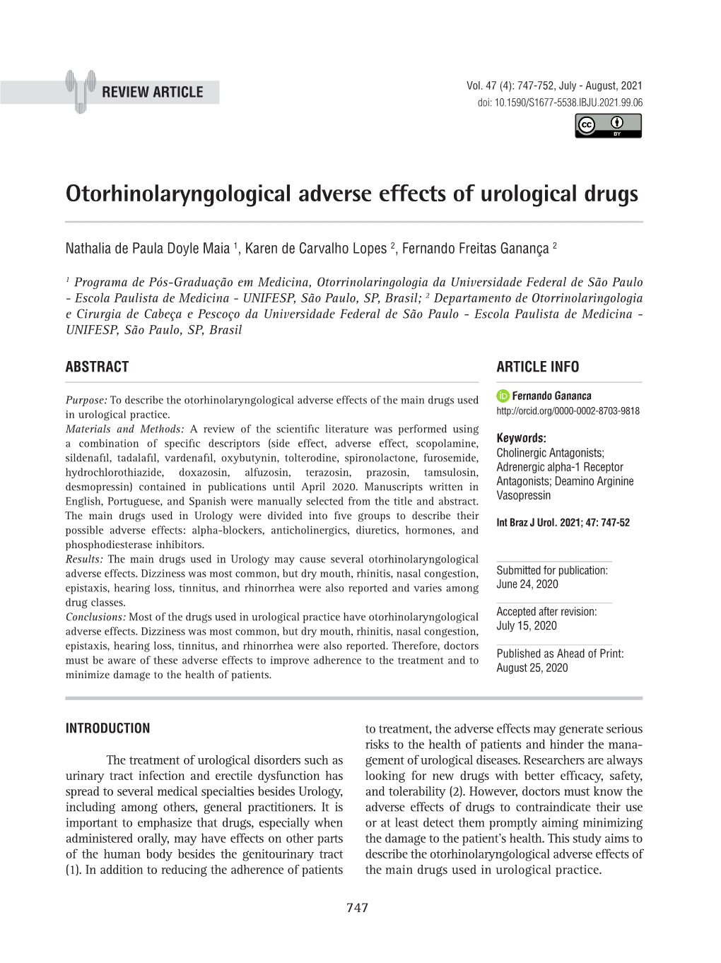 Otorhinolaryngological Adverse Effects of Urological Drugs ______