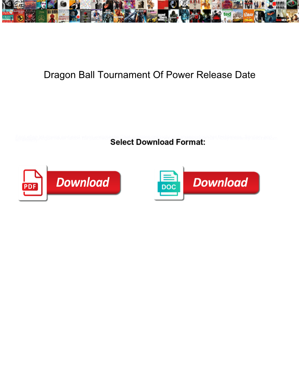 Dragon Ball Tournament of Power Release Date