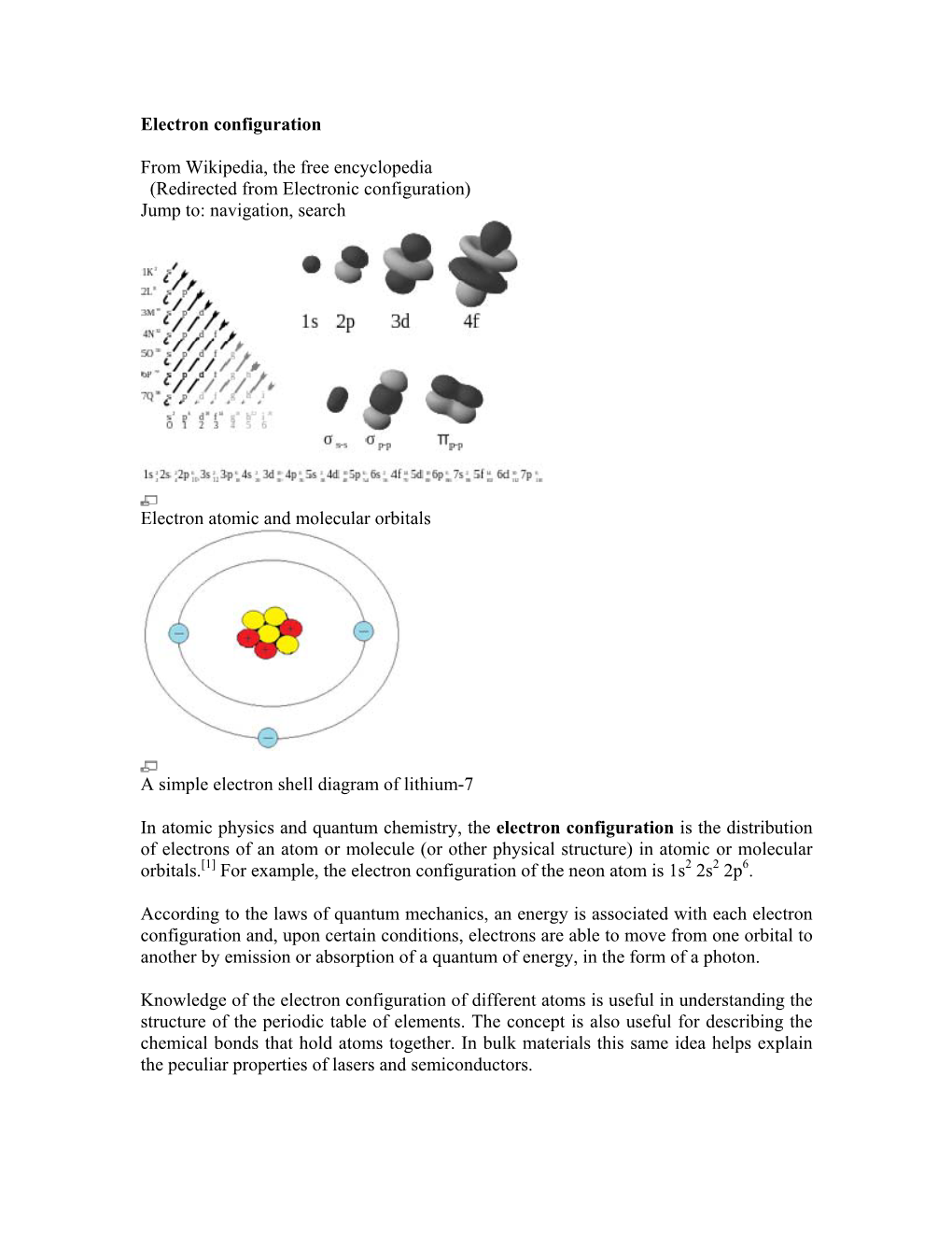 Electron Configuration from Wikipedia, the Free Encyclopedia