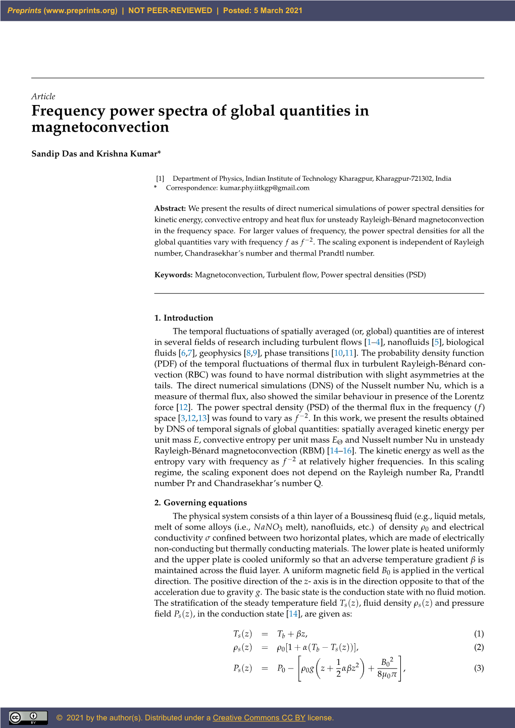 Frequency Power Spectra of Global Quantities in Magnetoconvection