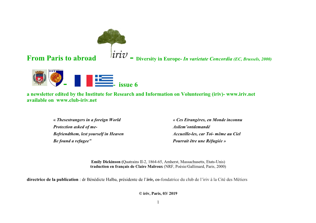 From Paris to Abroad - Diversity in Europe- in Varietate Concordia (EC, Brussels, 2000)