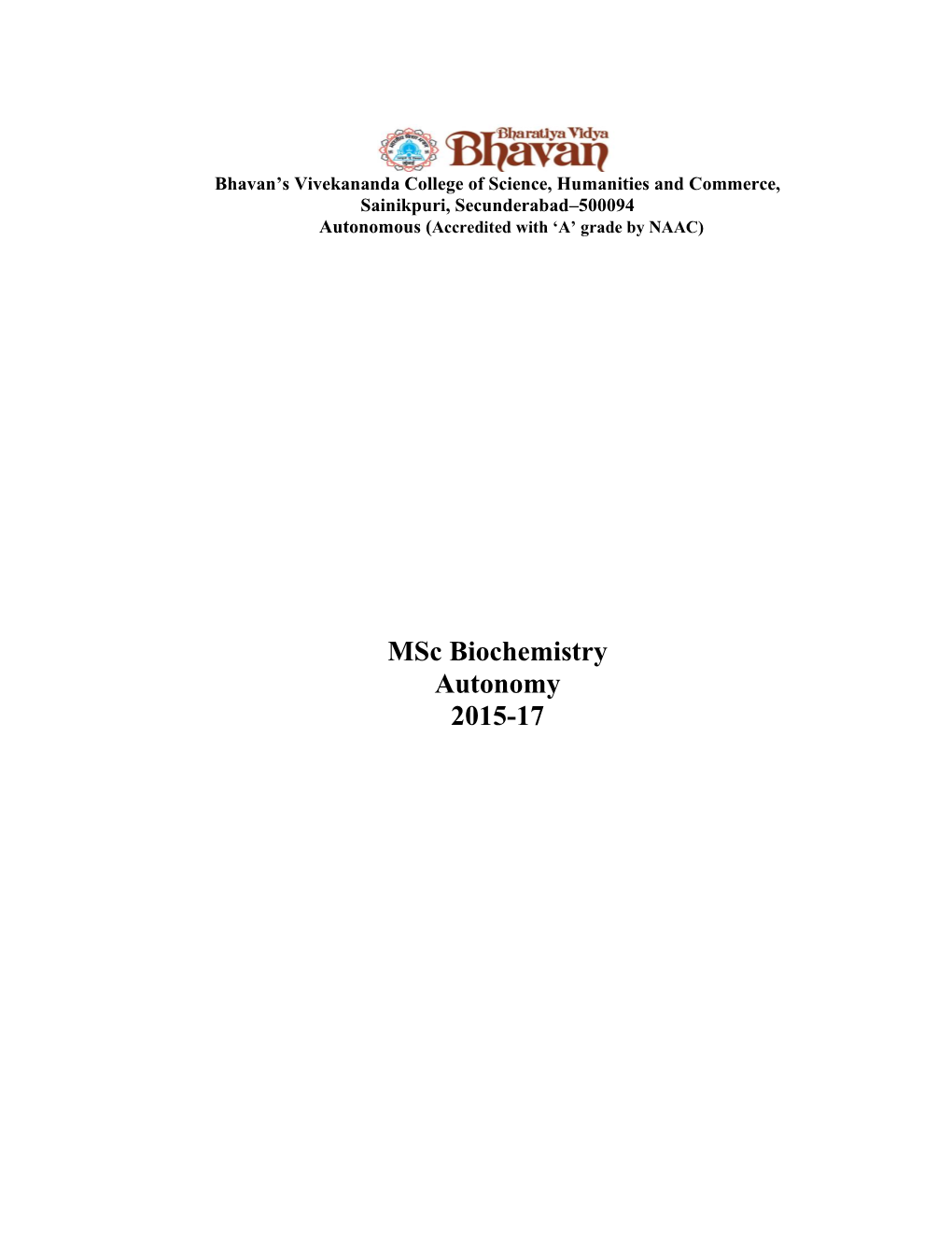 Msc Biochemistry Autonomy 2015-17