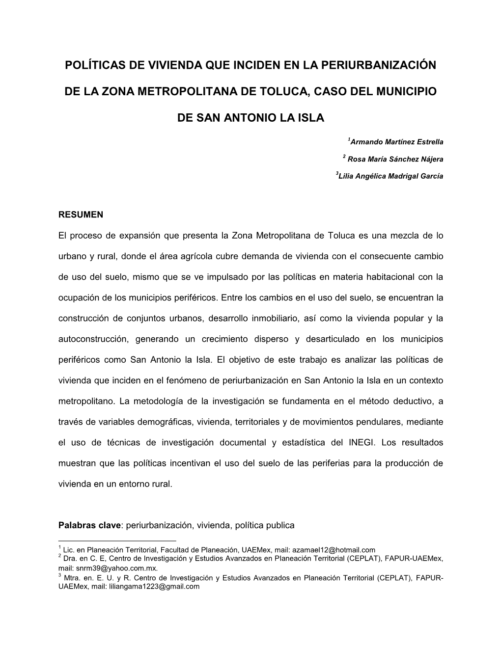 Políticas De Vivienda Que Inciden En La Periurbanización