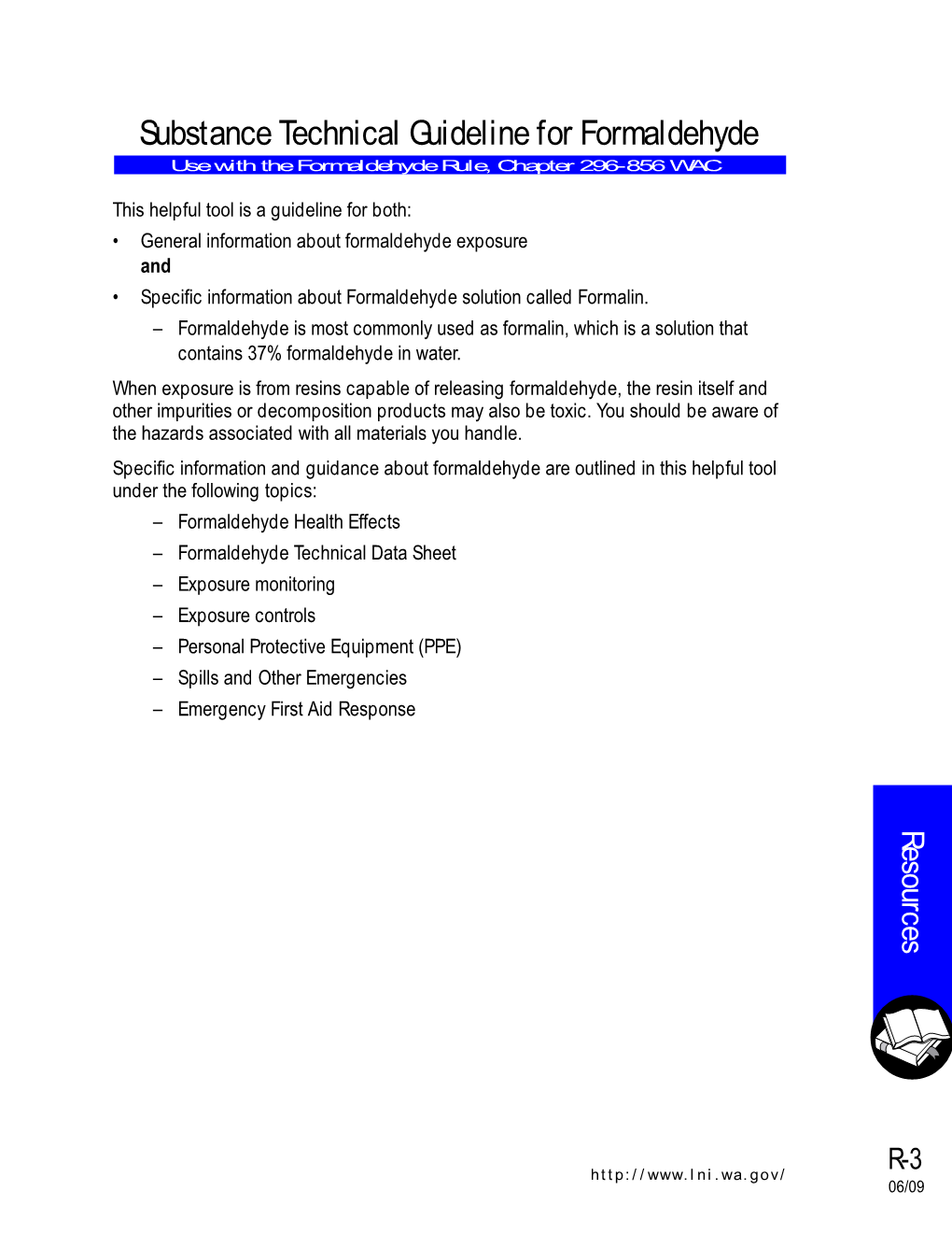 Substance Technical Guideline for Formaldehyde Use with the Formaldehyde Rule, Chapter 296-856 WAC