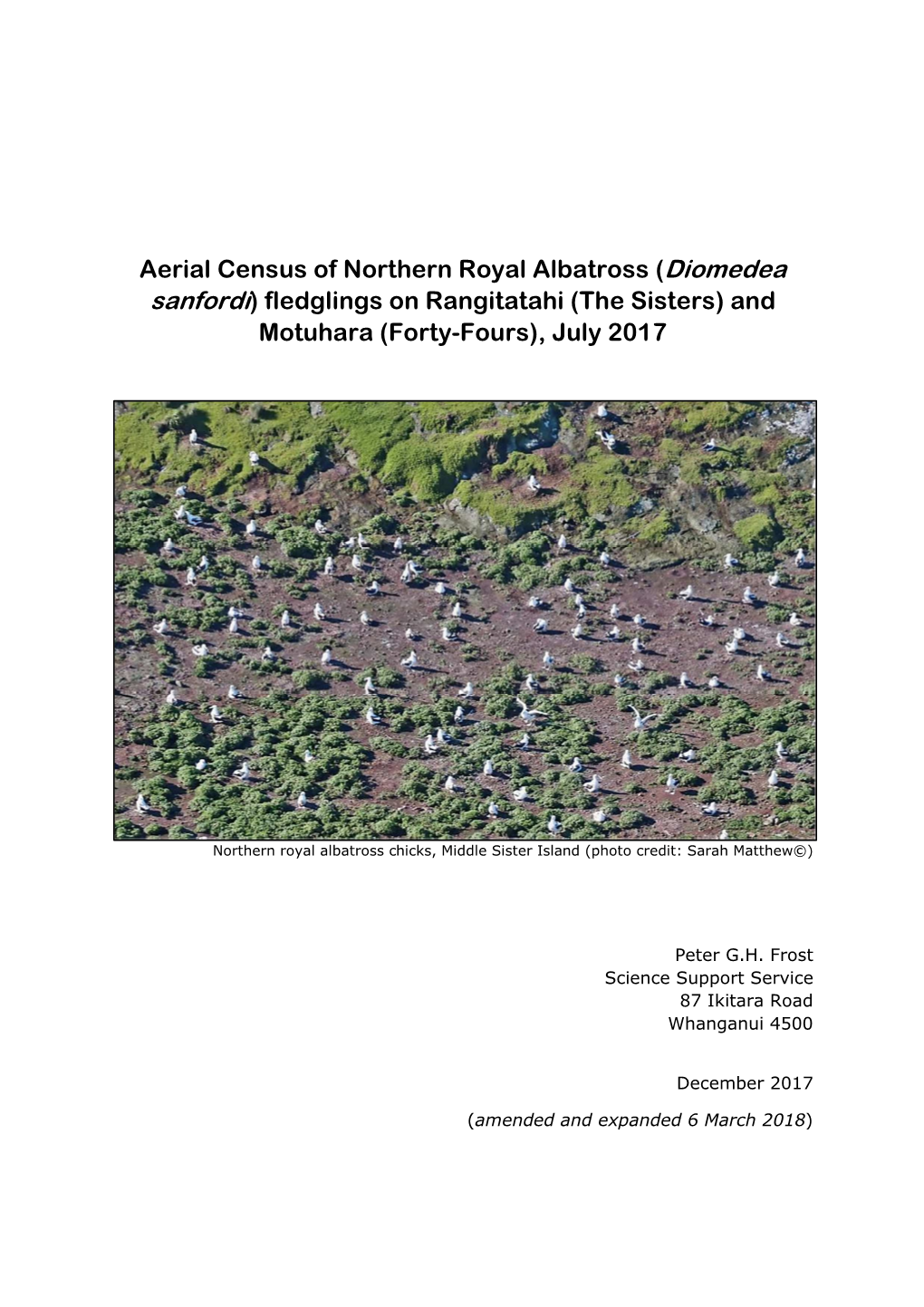 Aerial Census of Northern Royal Albatross on the Sisters And