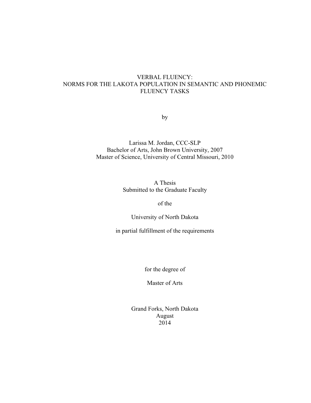 Verbal Fluency: Norms for the Lakota Population in Semantic and Phonemic Fluency Tasks