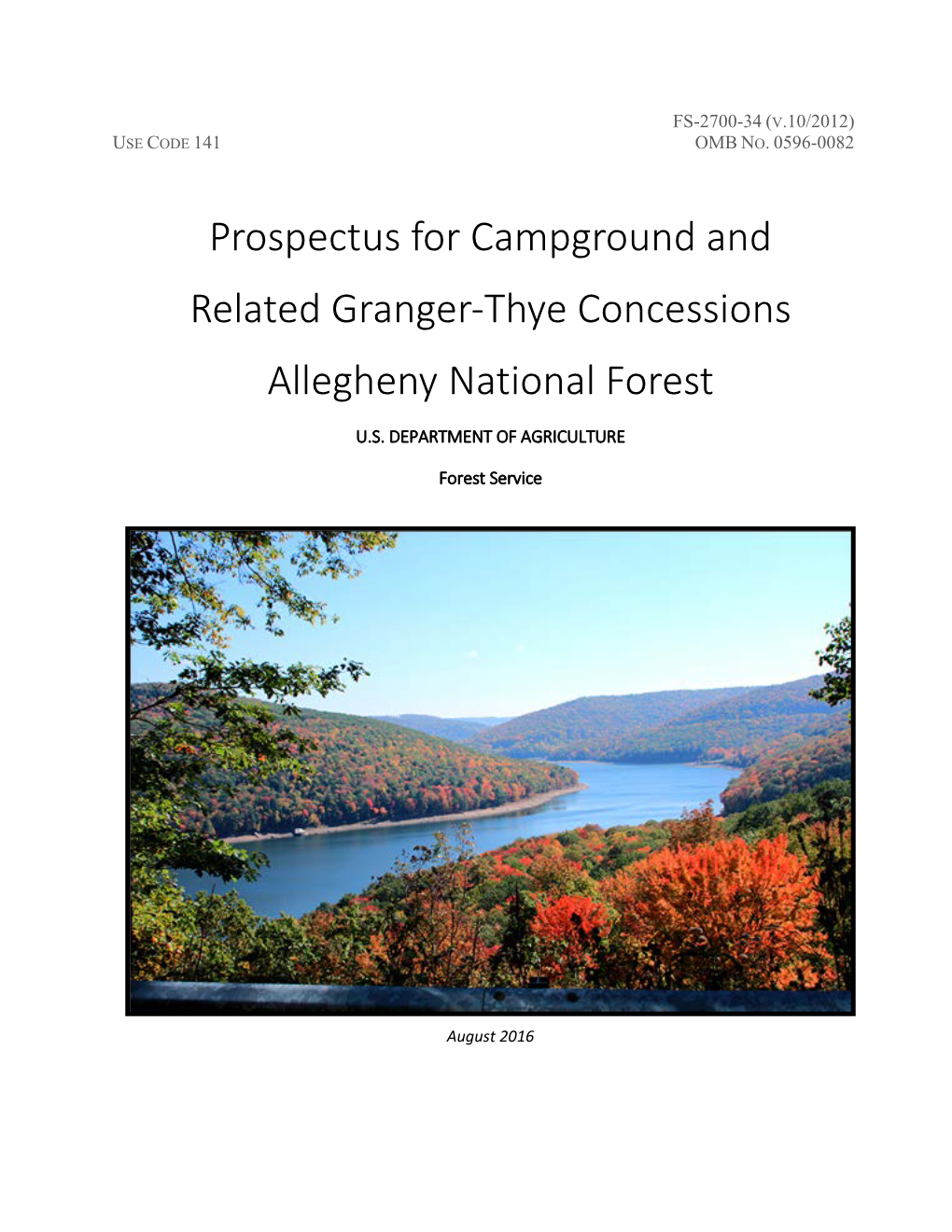 Prospectus for Campground and Related Granger-Thye Concessions Allegheny National Forest