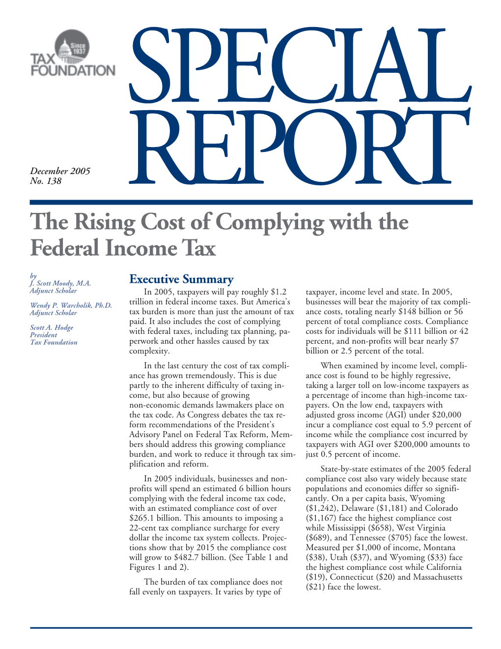 The Rising Cost of Complying with the Federal Income Tax by J