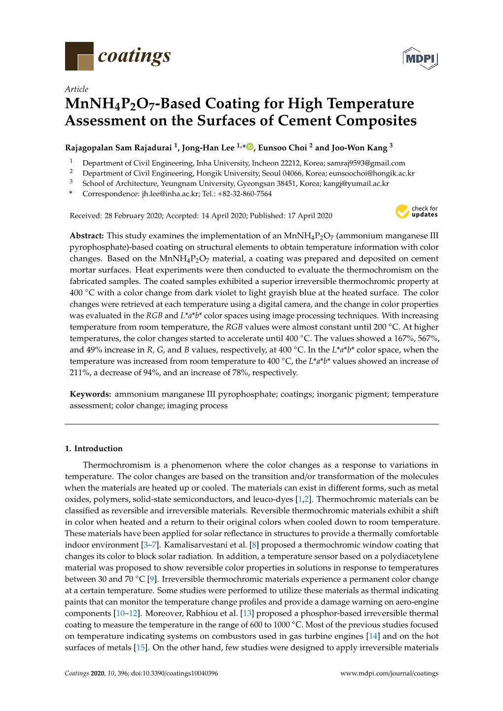 Mnnh4p2o7-Based Coating for High Temperature Assessment on the Surfaces of Cement Composites
