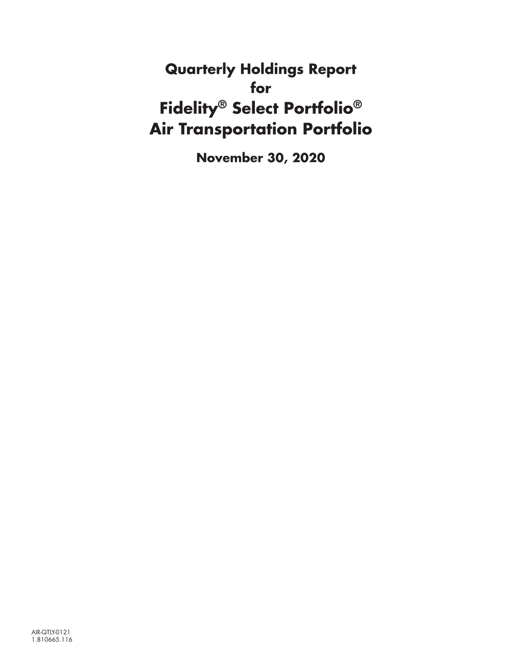 Fidelity® Select Portfolio® Air Transportation Portfolio