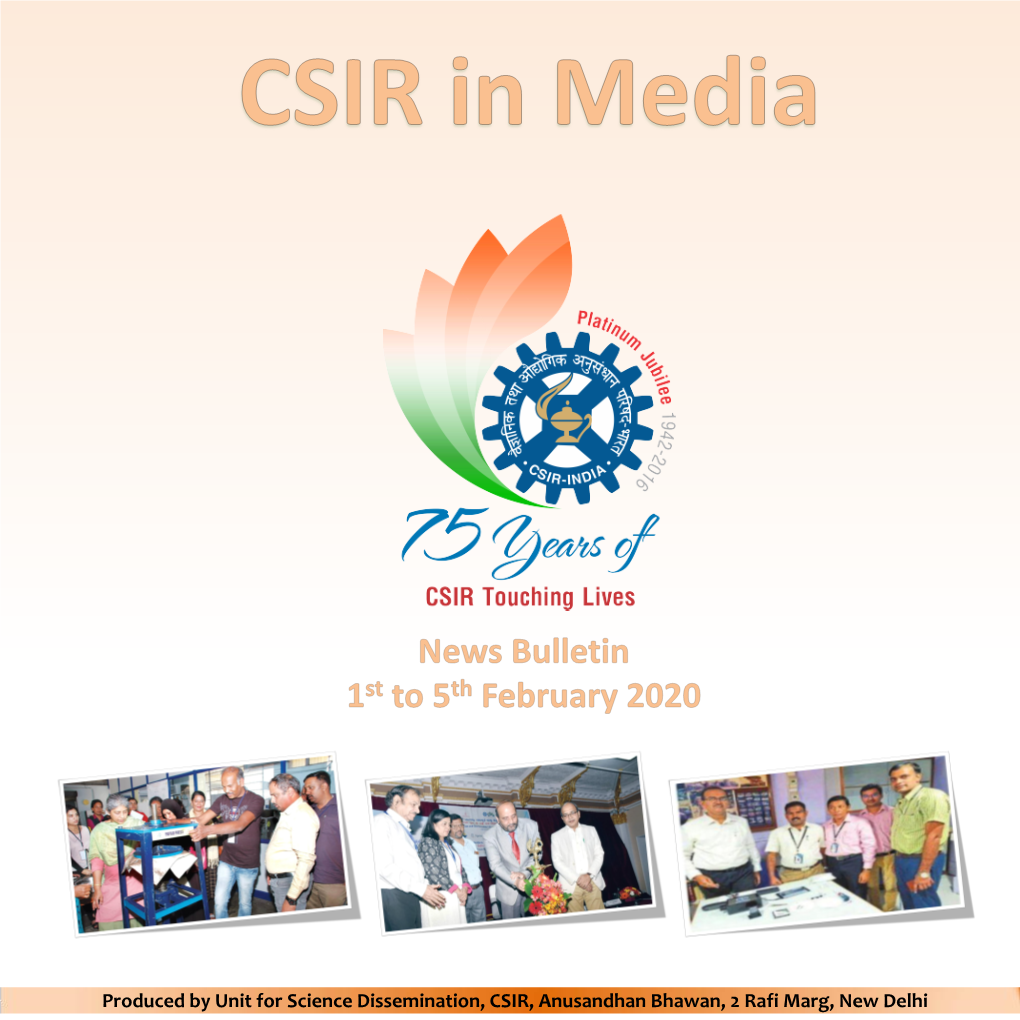 Produced by Unit for Science Dissemination, CSIR, Anusandhan Bhawan, 2 Rafi Marg, New Delhi 1