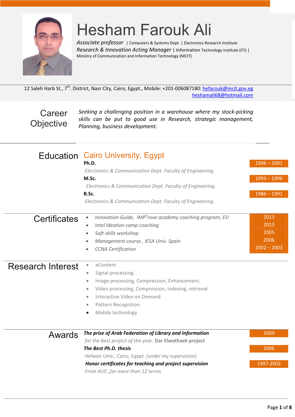 Hesham Farouk Ali Associate Professor | Computers & Systems Dept