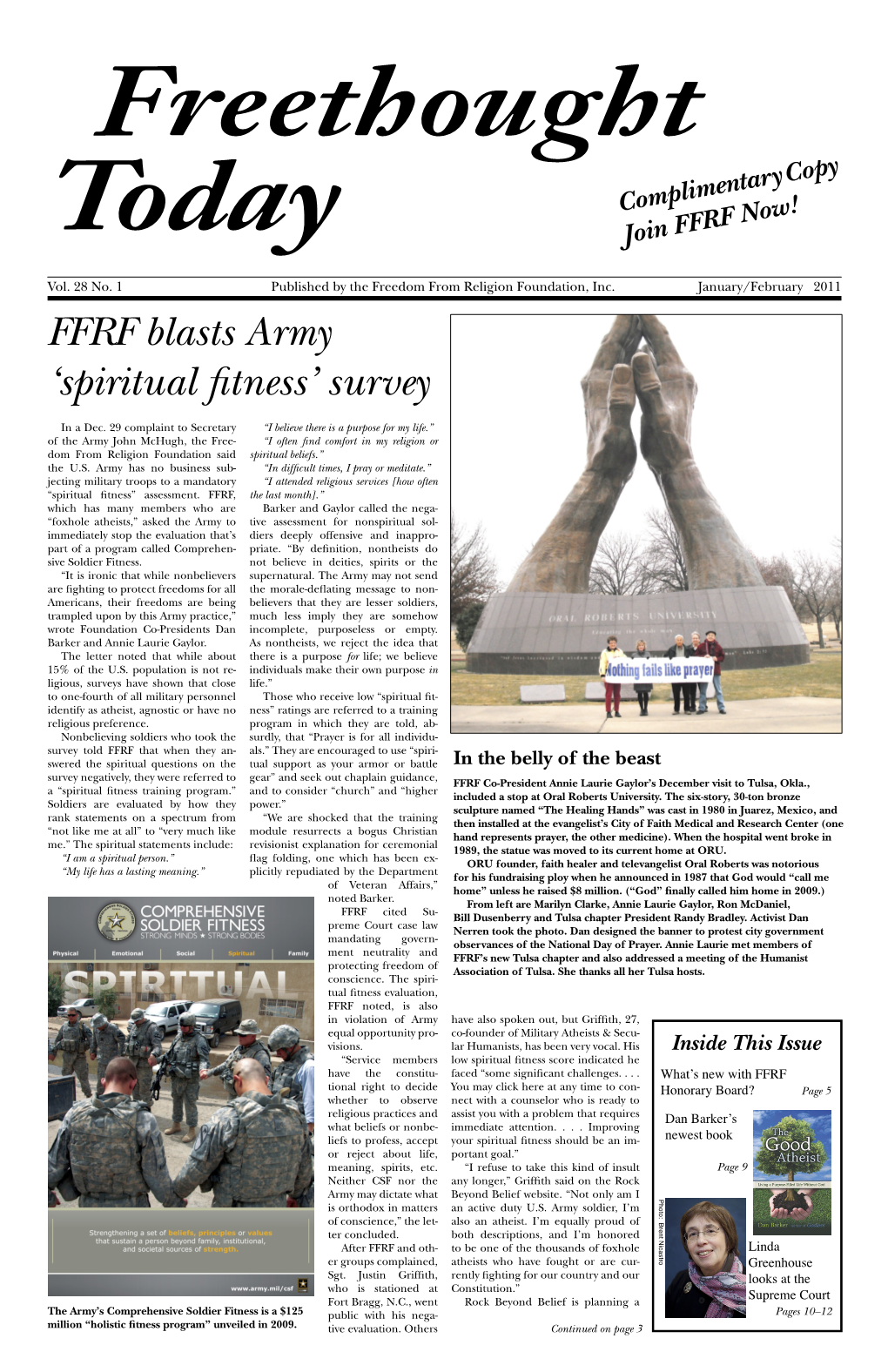 January/February 2011 FFRF Blasts Army ‘Spiritual Fitness’ Survey