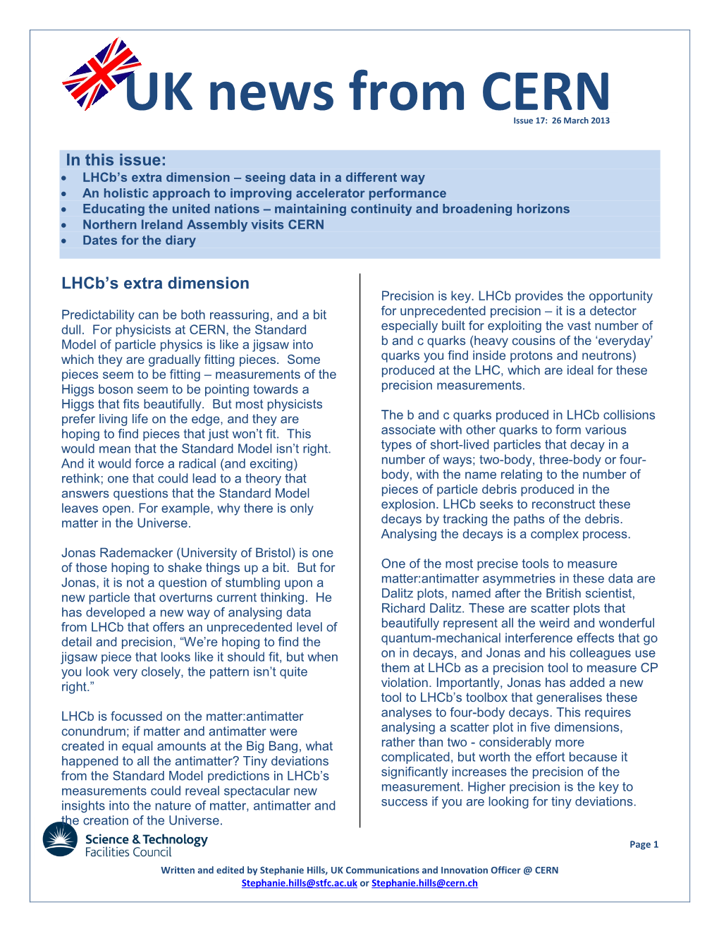 UK News from CERN Issue 17: 26 March 2013