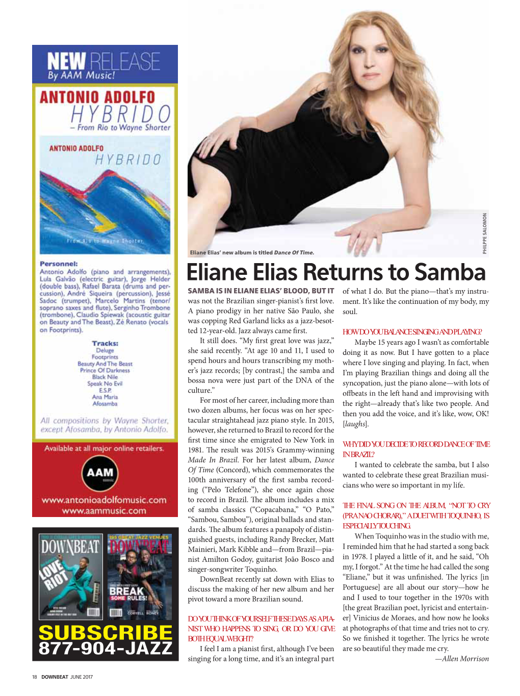 Eliane Elias Returns to Samba SAMBA IS in ELIANE ELIAS’ BLOOD, but IT of What I Do