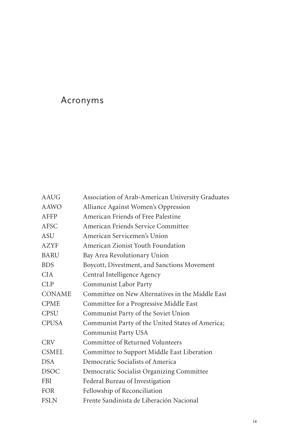 List of Acronyms