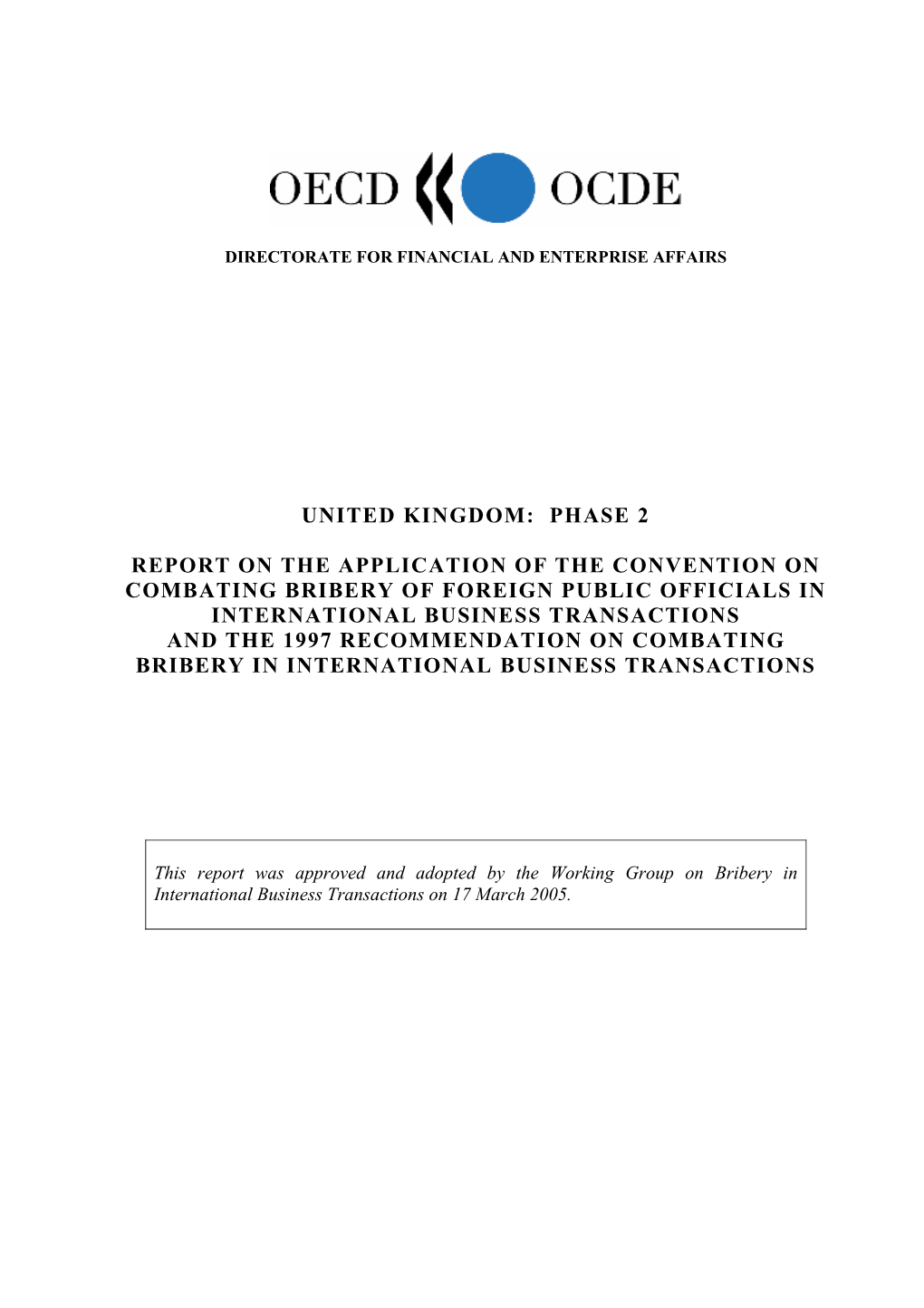 United Kingdom: Phase 2 Report on the Application of the Convention On