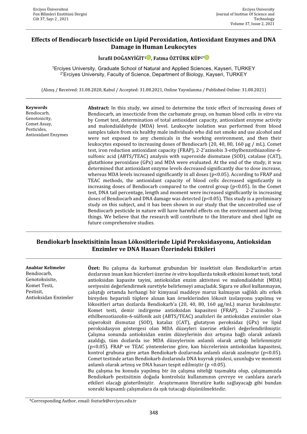 Effects of Bendiocarb Insecticide on Lipid Peroxidation, Antioxidant Enzymes and DNA Damage in Human Leukocytes