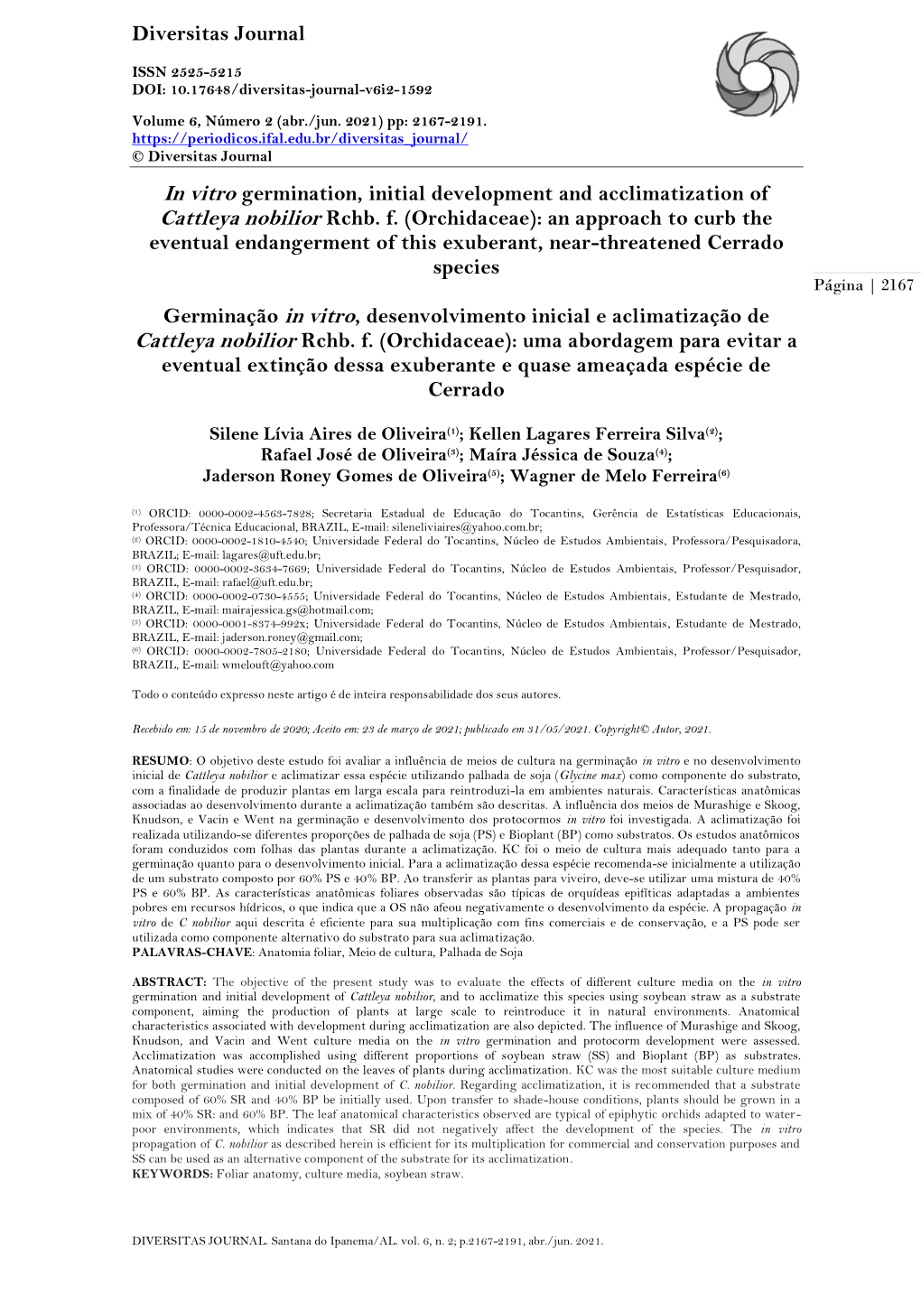 Diversitas Journal in Vitro Germination