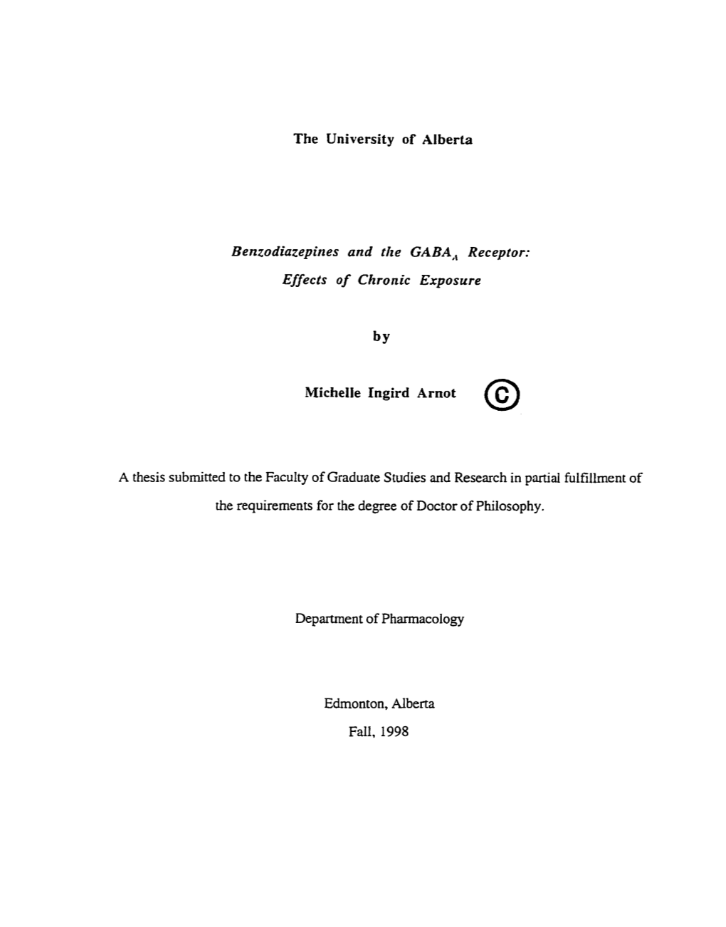 Benzodiazepines and the GABA, Receptor: Effecs of C~~UB~Cexposure