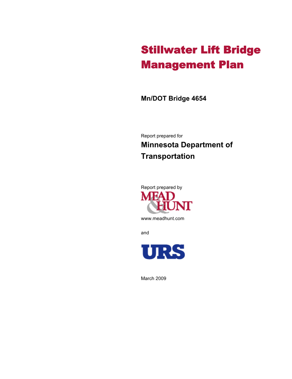 Stillwater Lift Bridge Management Plan