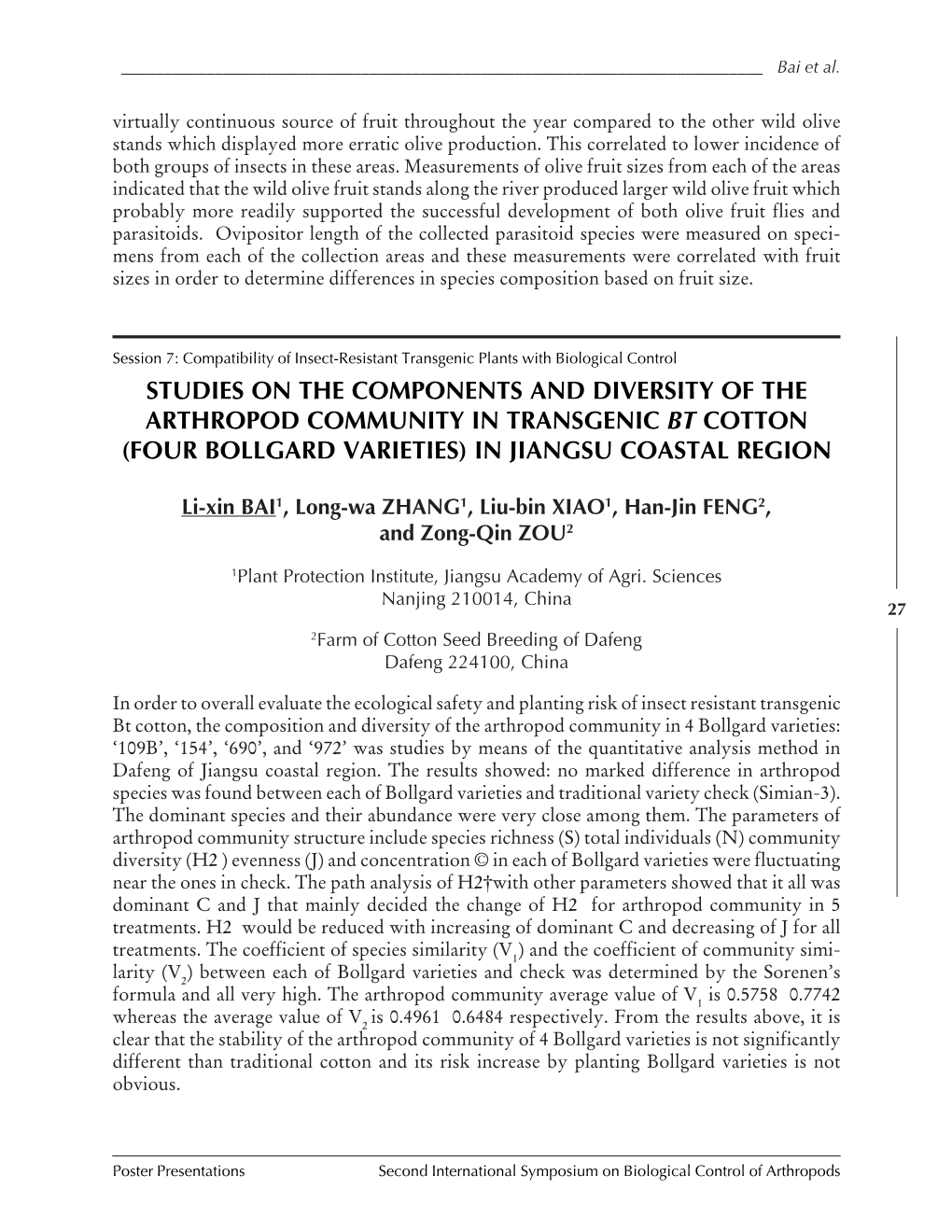 International Symposium on Biological Control of Arthropods 2005