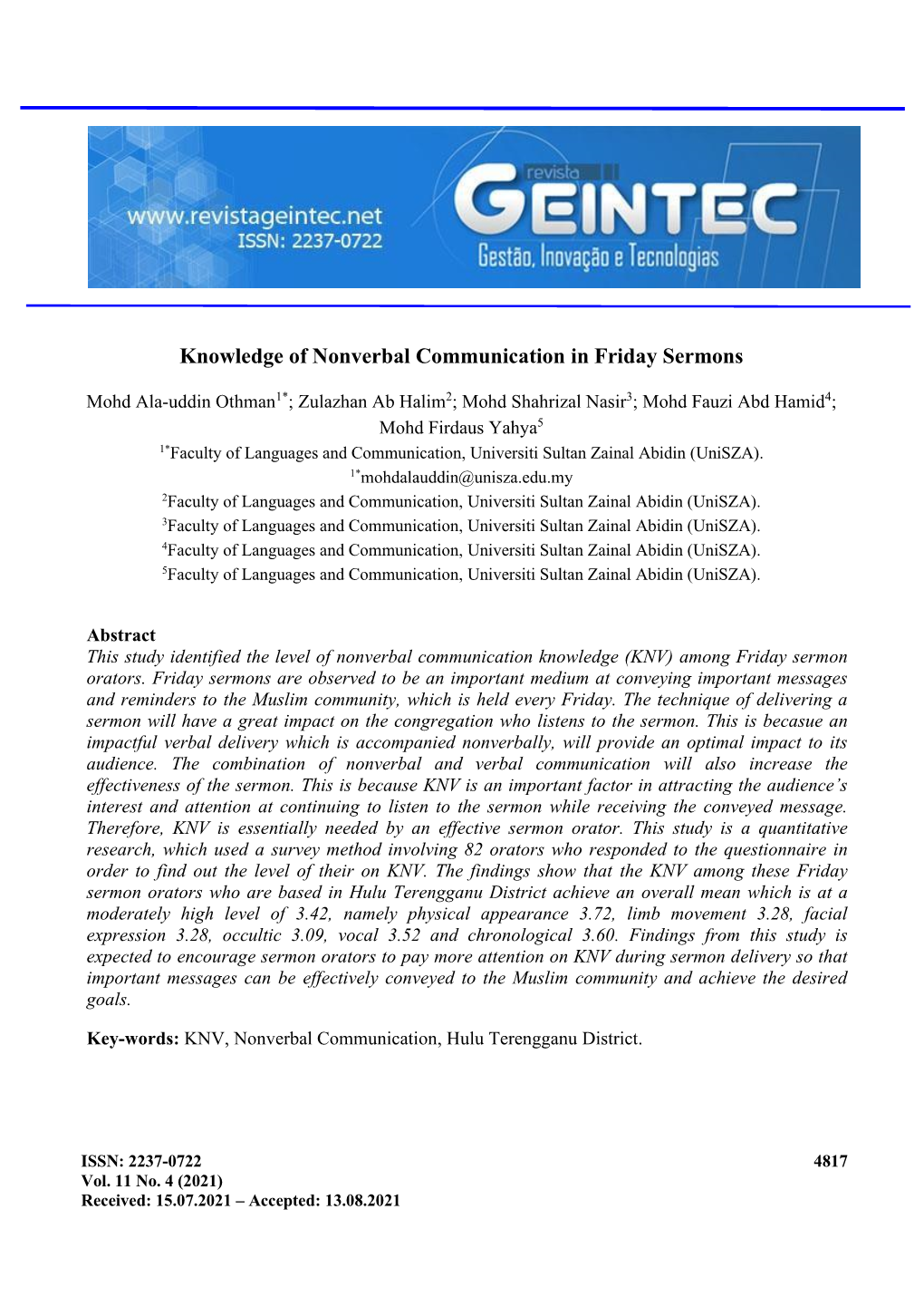 Knowledge of Nonverbal Communication in Friday Sermons