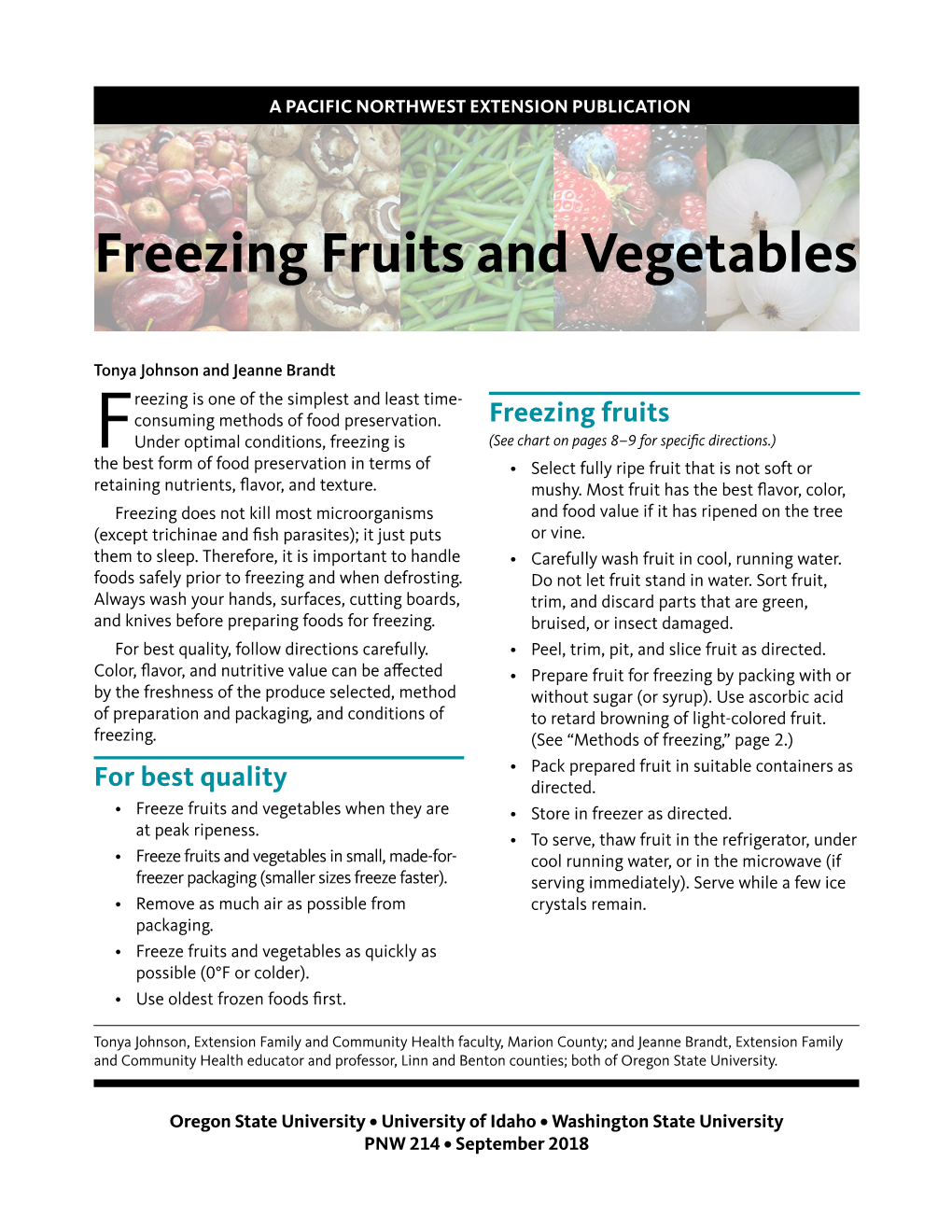 Freezing Fruits and Vegetables