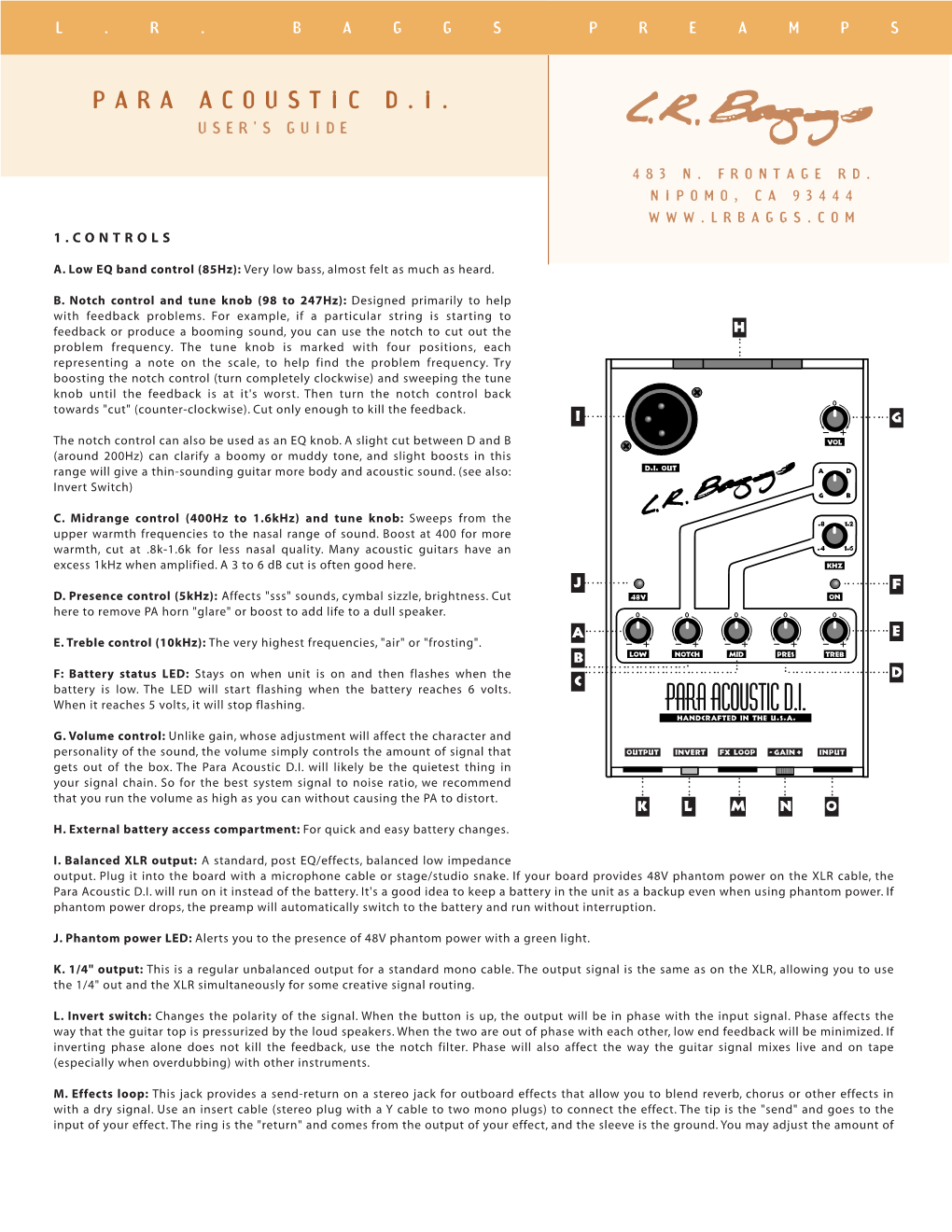 L.R. Baggs Para D.I.: User's Guide