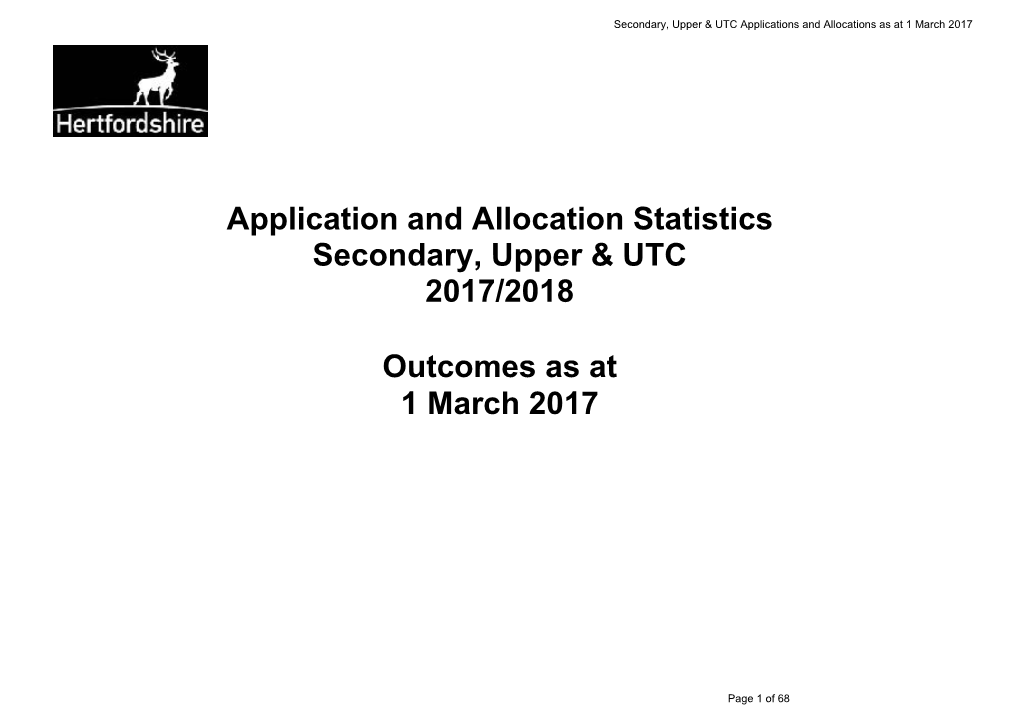 Application and Allocation Statistics (Secondary, Upper and UTC)