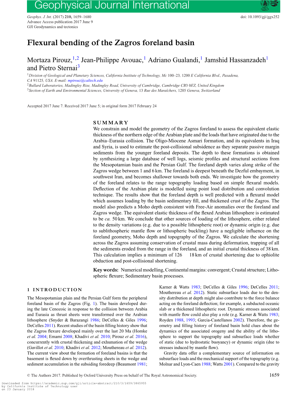 Flexural Bending of the Zagros Foreland Basin