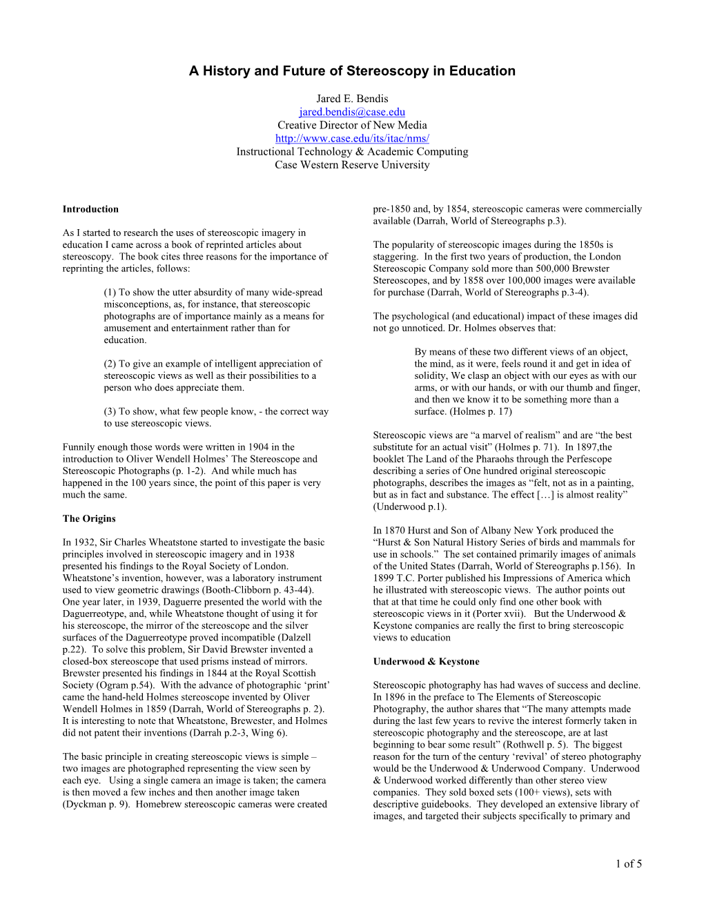 A History and Future of Stereoscopy in Education