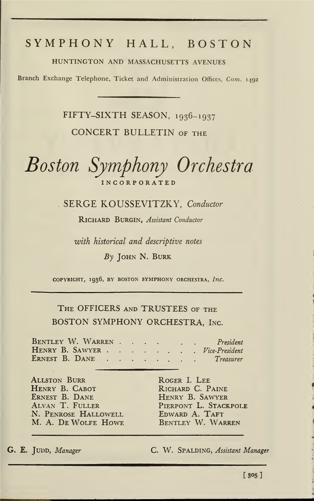 Boston Symphony Orchestra Concert Programs, Season 56,1936-1937