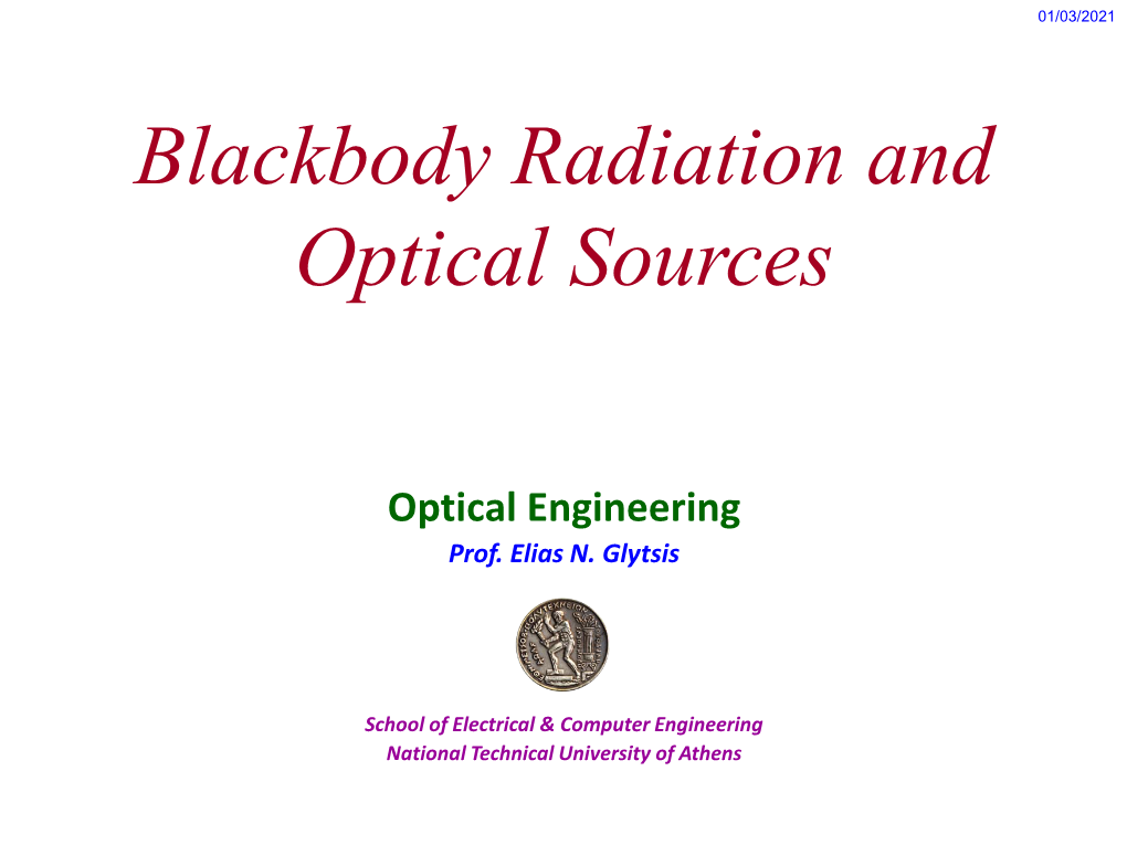 Blackbody Radiation and Optical Sources