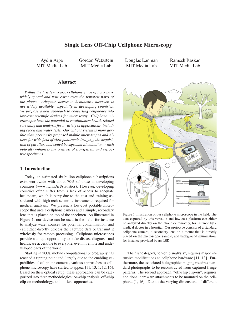 Single Lens Off-Chip Cellphone Microscopy