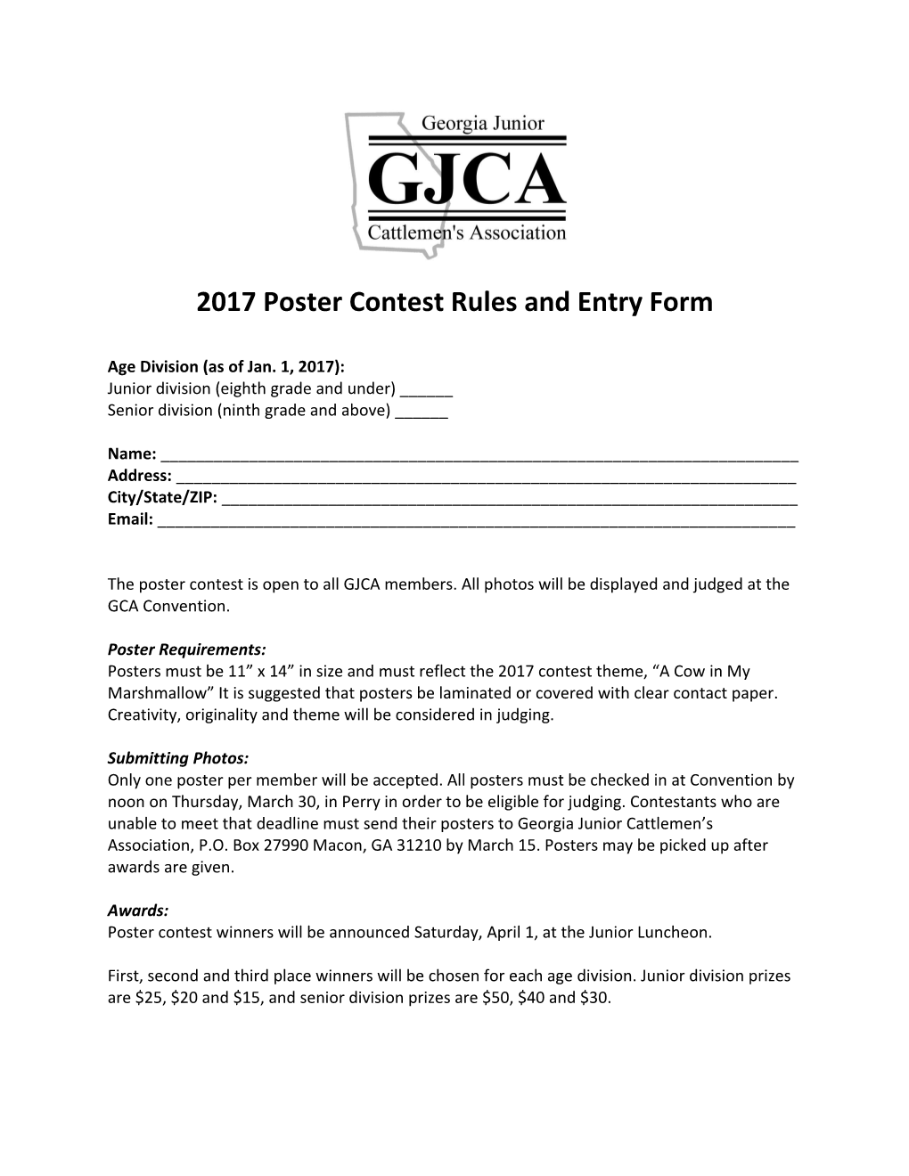 2017 Poster Contest Rules and Entry Form