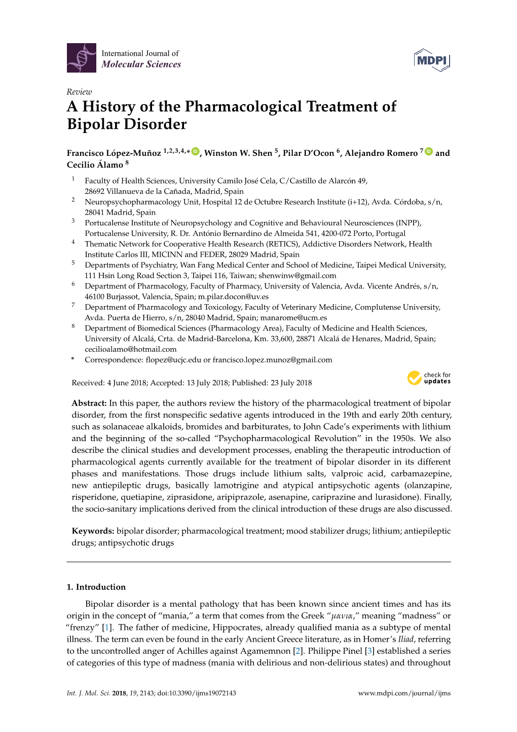 A History of the Pharmacological Treatment of Bipolar Disorder