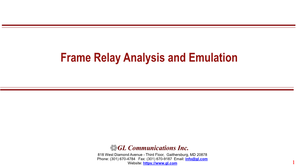 Frame Relay Analysis and Emulation