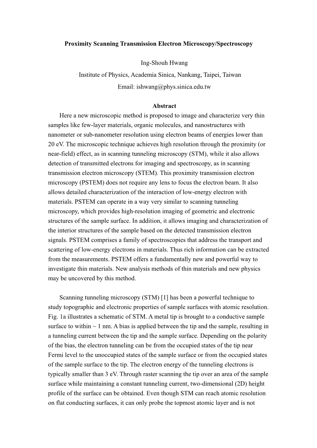 Proximity Scanning Transmission Electron Microscopy/Spectroscopy