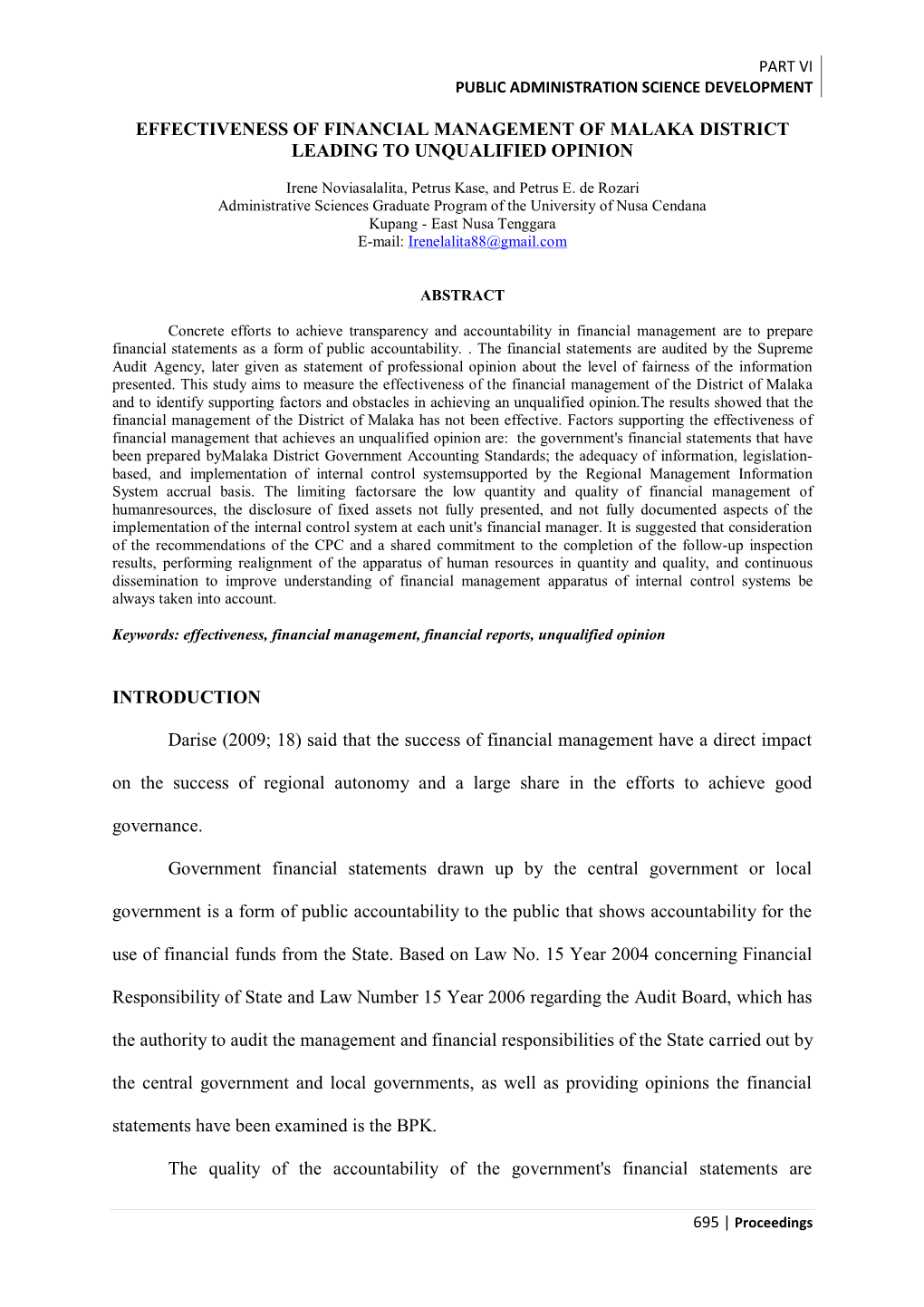 Effectiveness of Financial Management of Malaka District Leading to Unqualified Opinion