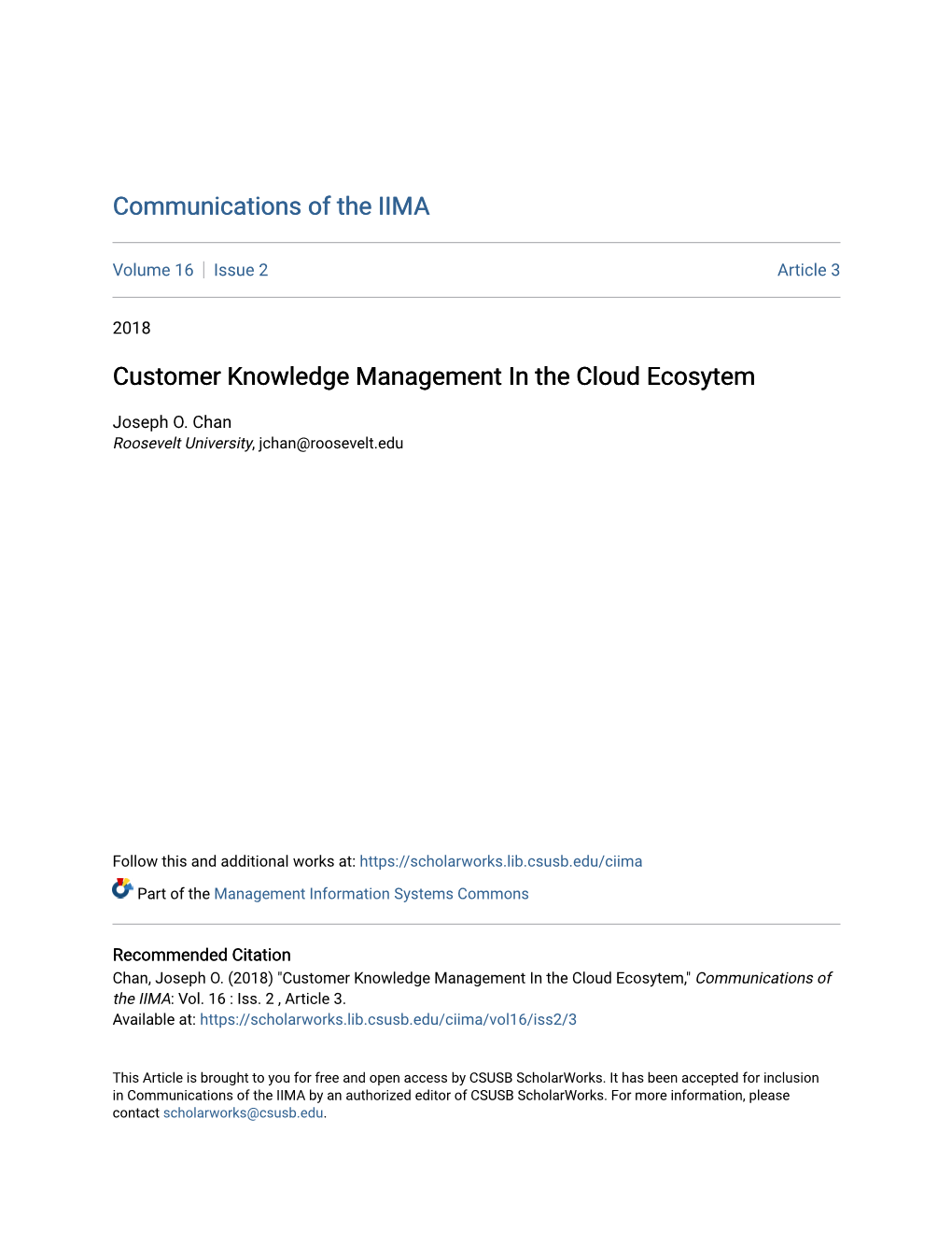 Customer Knowledge Management in the Cloud Ecosytem