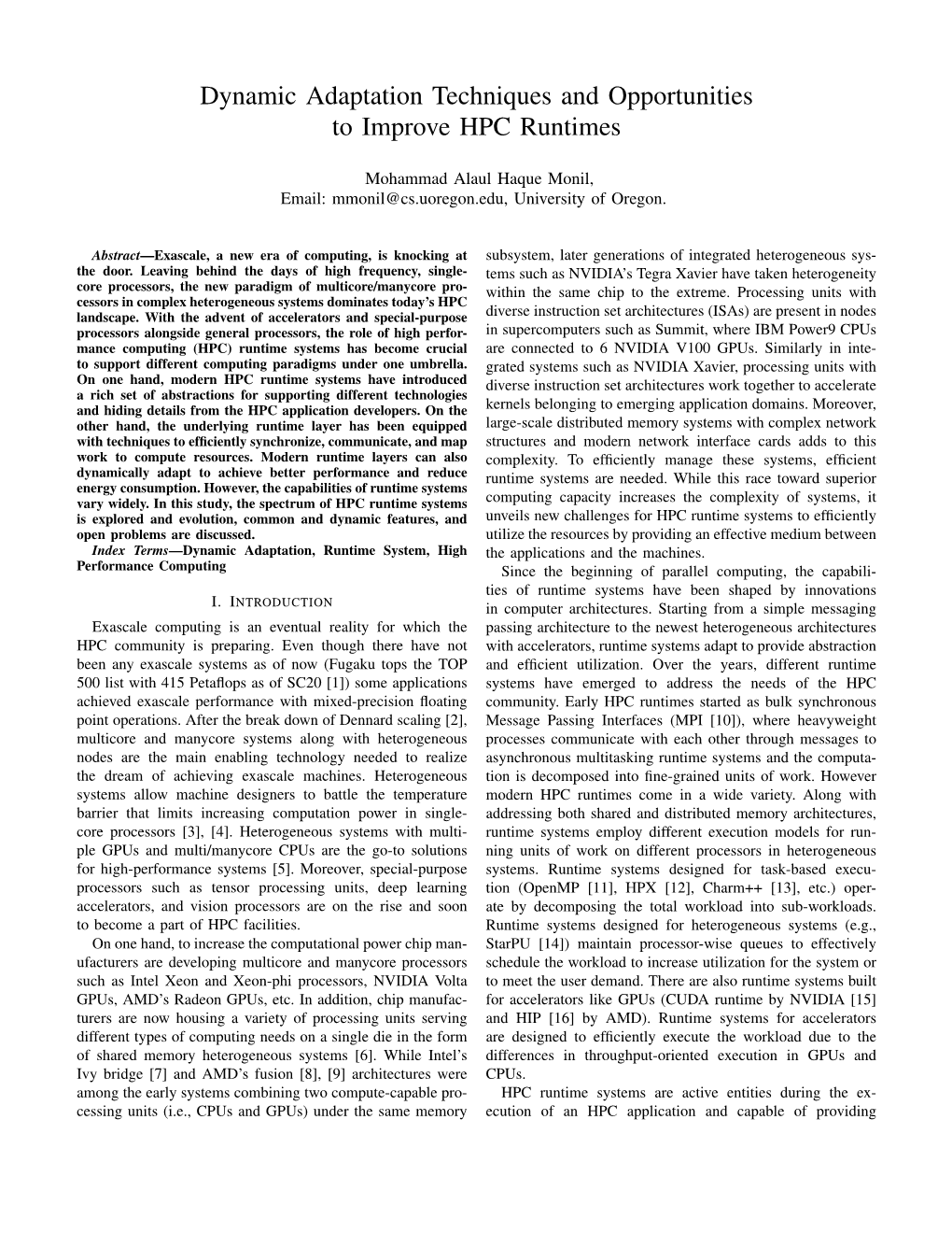 Dynamic Adaptation Techniques and Opportunities to Improve HPC Runtimes