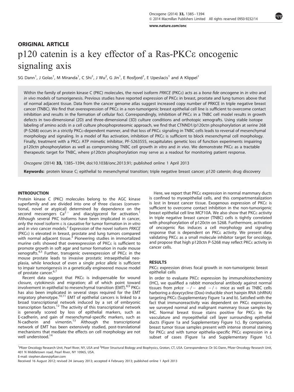 P120 Catenin Is a Key Effector of a Ras-PKC&Epsiv