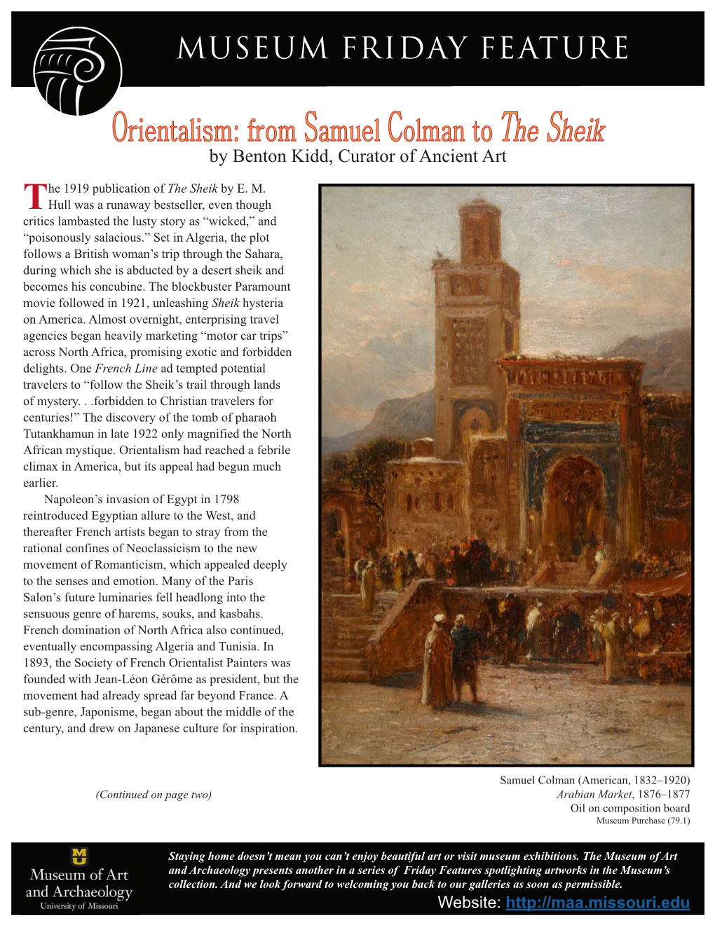 Orientalism: from Samuel Colman to the Sheik Article