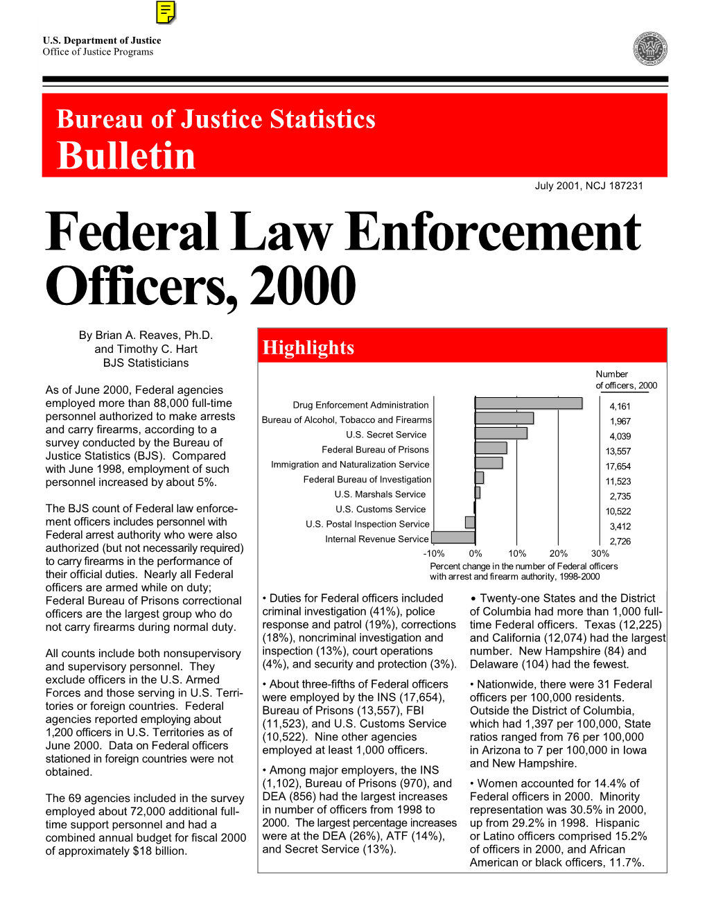 Federal Law Enforcement Officers, 2000