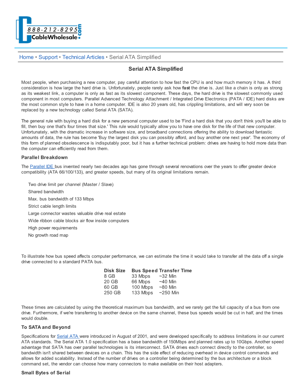 Home • Support • Technical Articles • Serial ATA Simplified