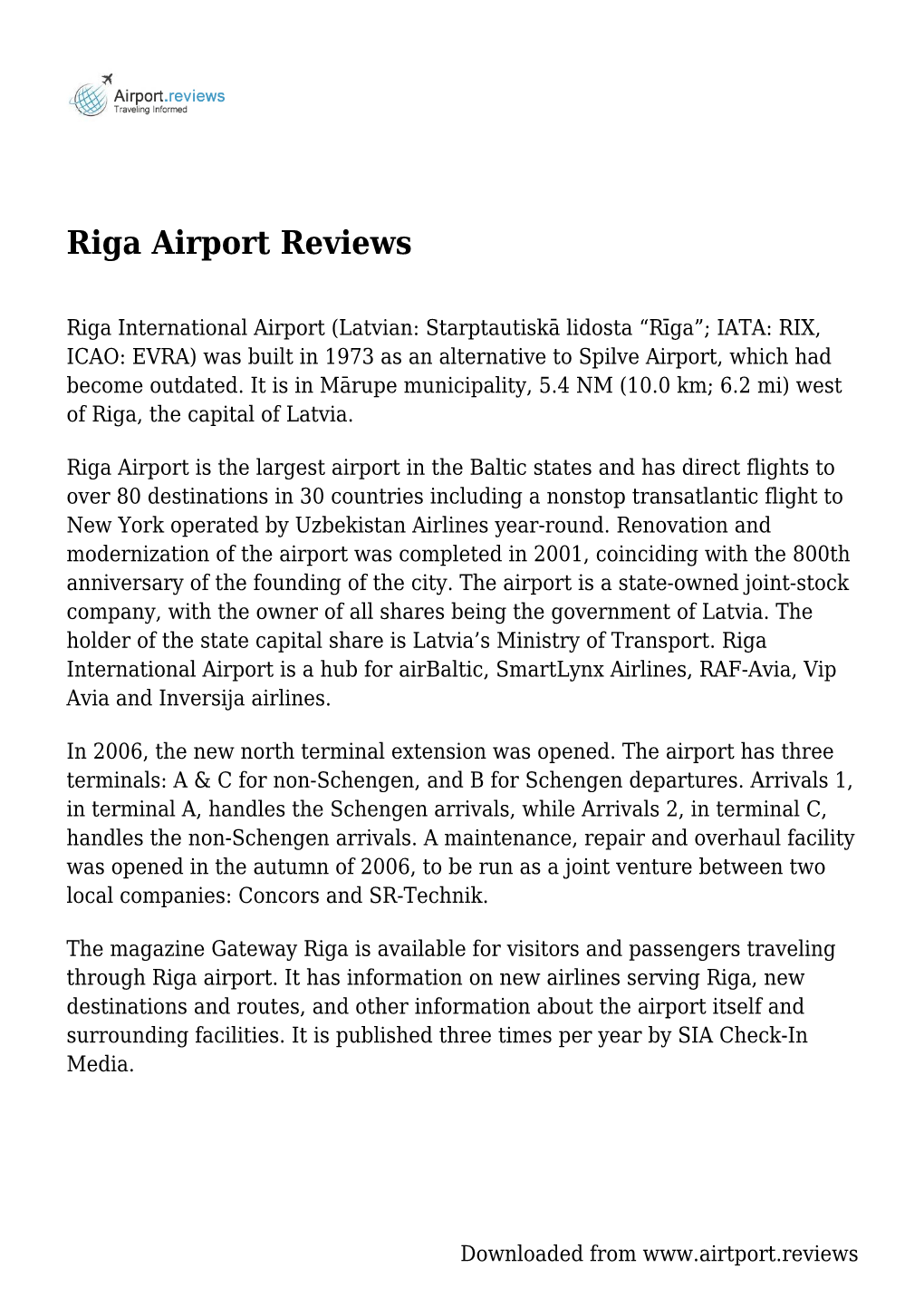 Riga Airport Reviews