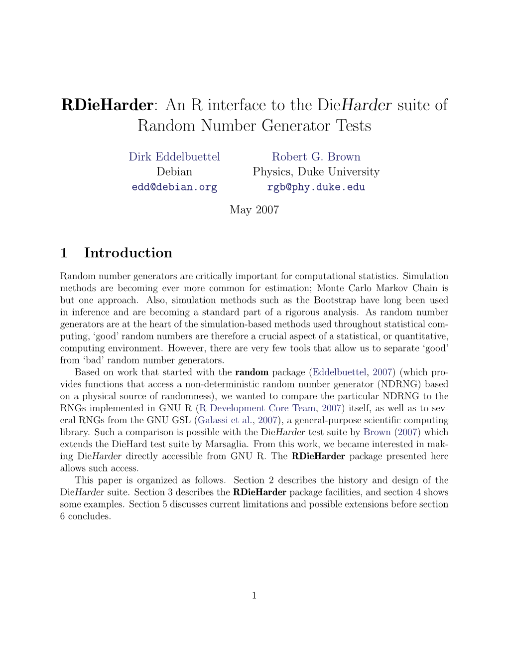 Rdieharder: an R Interface to the Dieharder Suite of Random Number Generator Tests