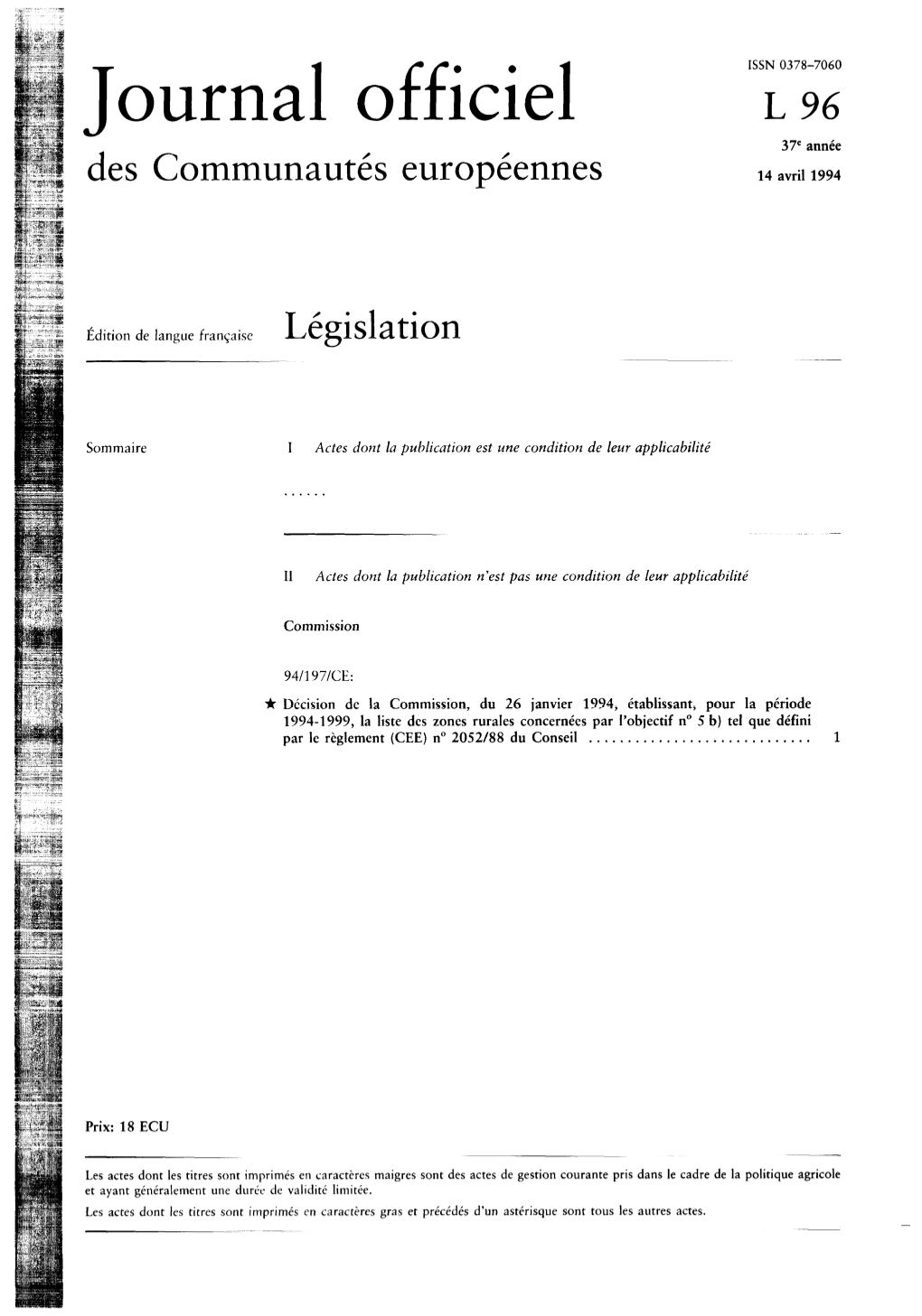 Journal Officiel L 96 37E Annee Des Communautés Européennes 14 Avril 1994