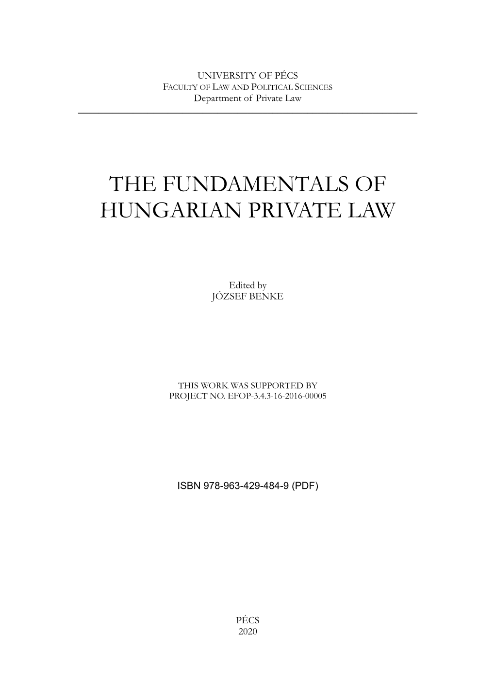 The Fundamentals of Hungarian Private Law